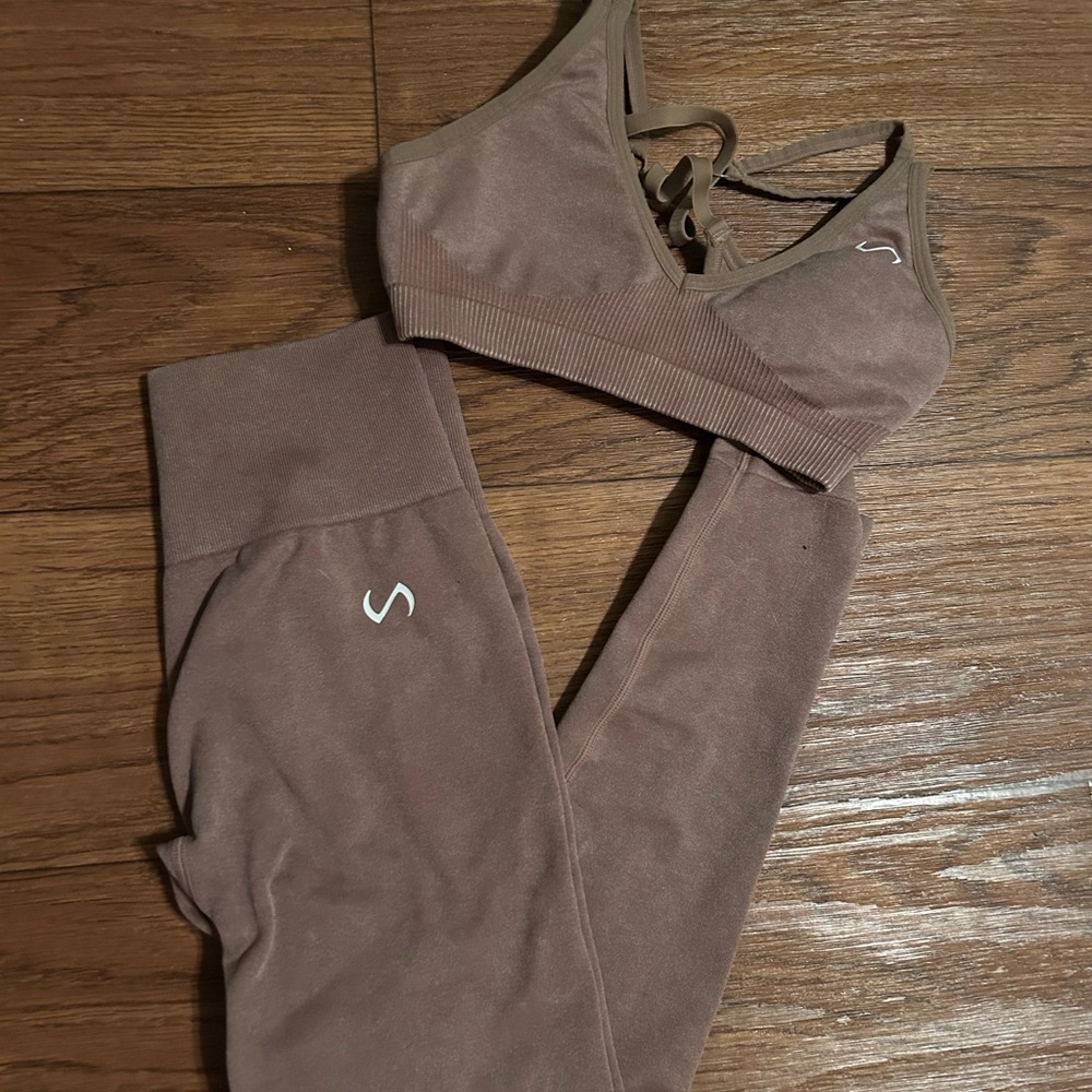 Brown Sports Bra and Leggings Set